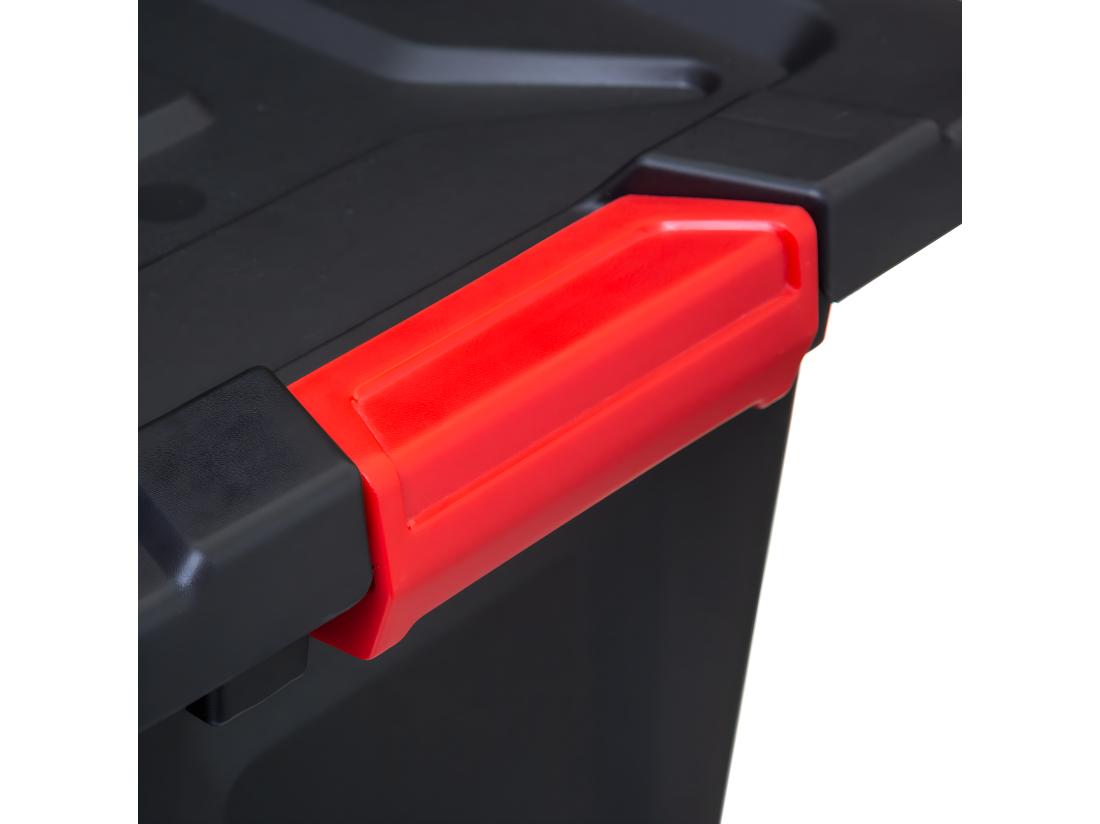 Vente Unique Boîte De Rangement En Polypropylène Noir 55L Fermeture Par Double Clips