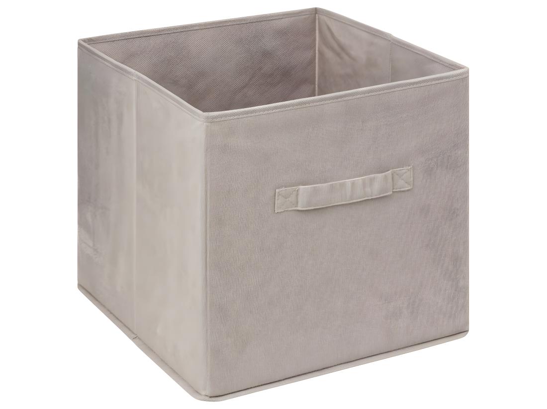 Vente Unique Boîte De Rangement En Velours Beige Lin 31 X 31 X 31 Cm