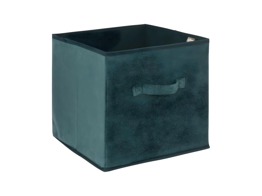 Vente Unique Boîte De Rangement En Velours Bleu Pétrole 31 X 31 X 31 Cm