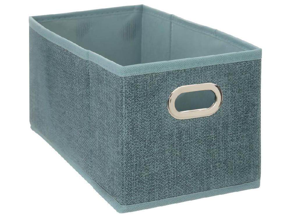 Vente Unique Boîte De Rangement Tissu Bleu Pétrole Chiné 15 X 31 X 15 Cm