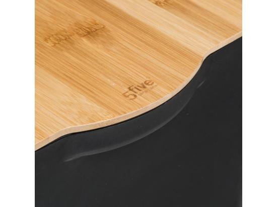 Vente Unique Boîte Rangement Plastique Et Bambou - Noir - 6 5 L