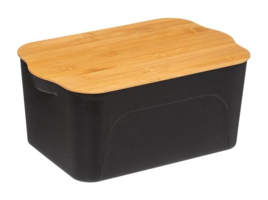 vente unique Boîte rangement plastique et bambou - Noir - 6 5 L