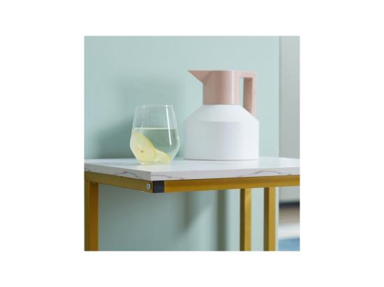 Vente Unique Bout De Canapé Guéridon AUGUSTUS Blanc Et Doré