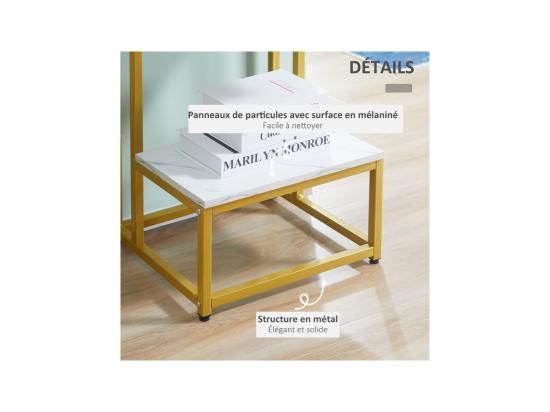 vente unique Bout de canapé guéridon AUGUSTUS Blanc et doré