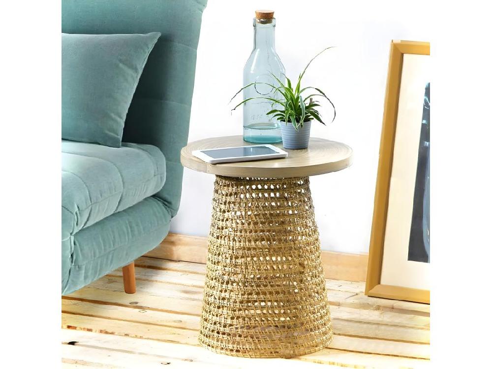 Vente Unique Bout De Canapé Plateau Bambou Pied Rotin