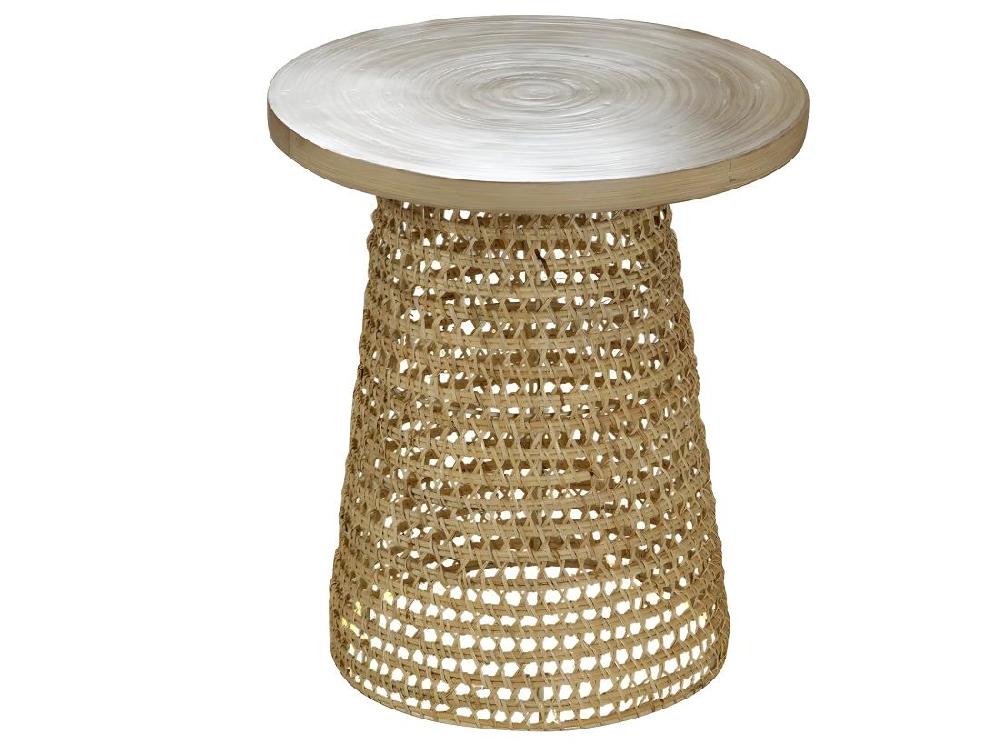 Vente Unique Bout De Canapé Plateau Bambou Pied Rotin