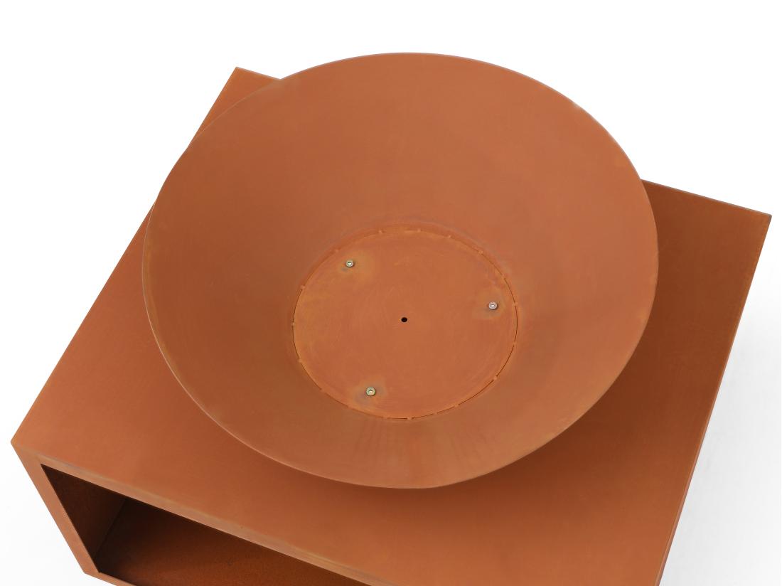 Vente Unique Brasero En Acier Corten Avec Range Bûches - L90 X H67 5 X P75 Cm - BEZIO