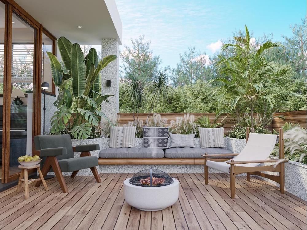 vente unique Brasero grill en MGO - L60.5 x l60.5 x H42.5 cm - GARMONA