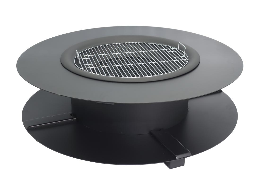 Vente Unique Brasero Plancha Grill Avec Range-bûches - L120 X L120 X H40 Cm - BARCENA