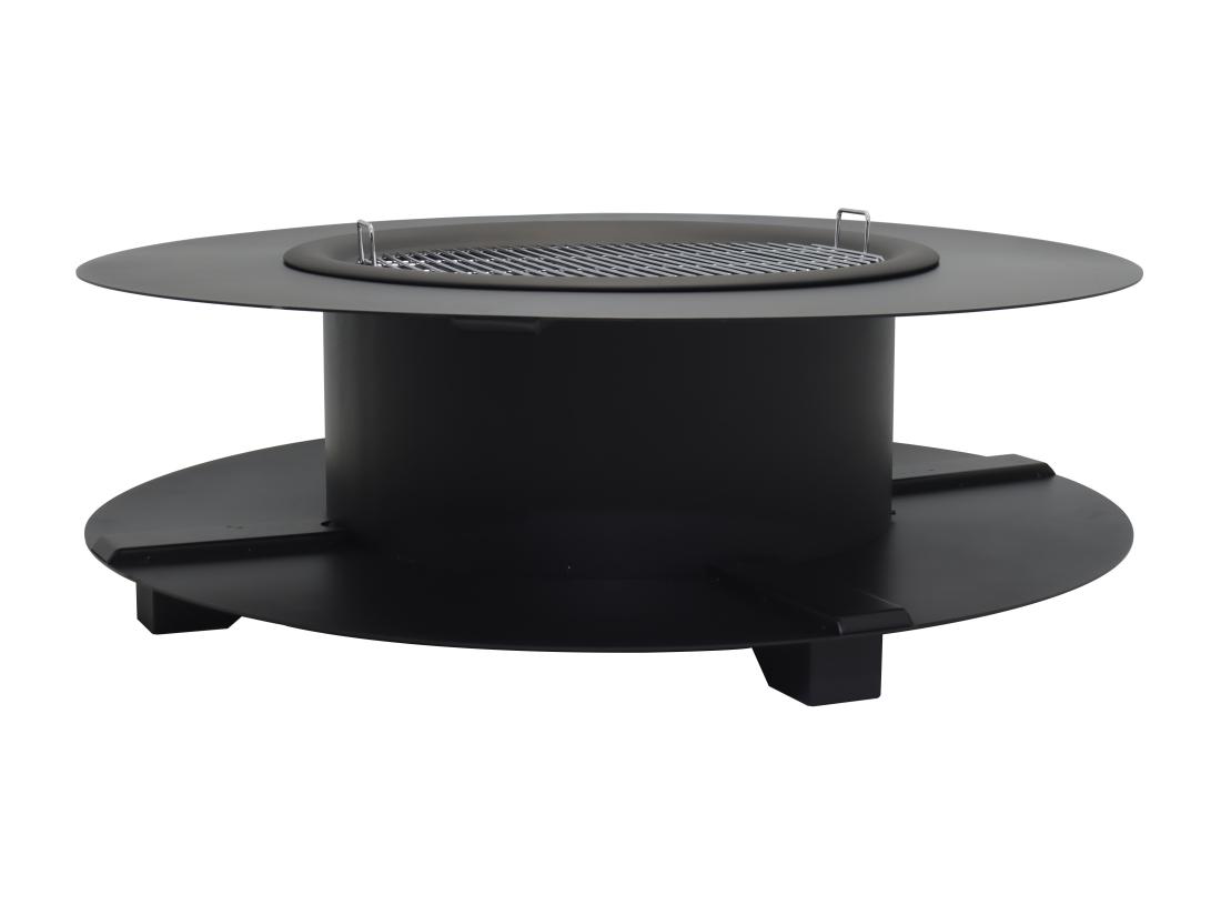 Vente Unique Brasero Plancha Grill Avec Range-bûches - L120 X L120 X H40 Cm - BARCENA