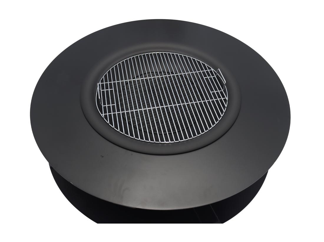 Vente Unique Brasero Plancha Grill Avec Range-bûches - L120 X L120 X H40 Cm - BARCENA