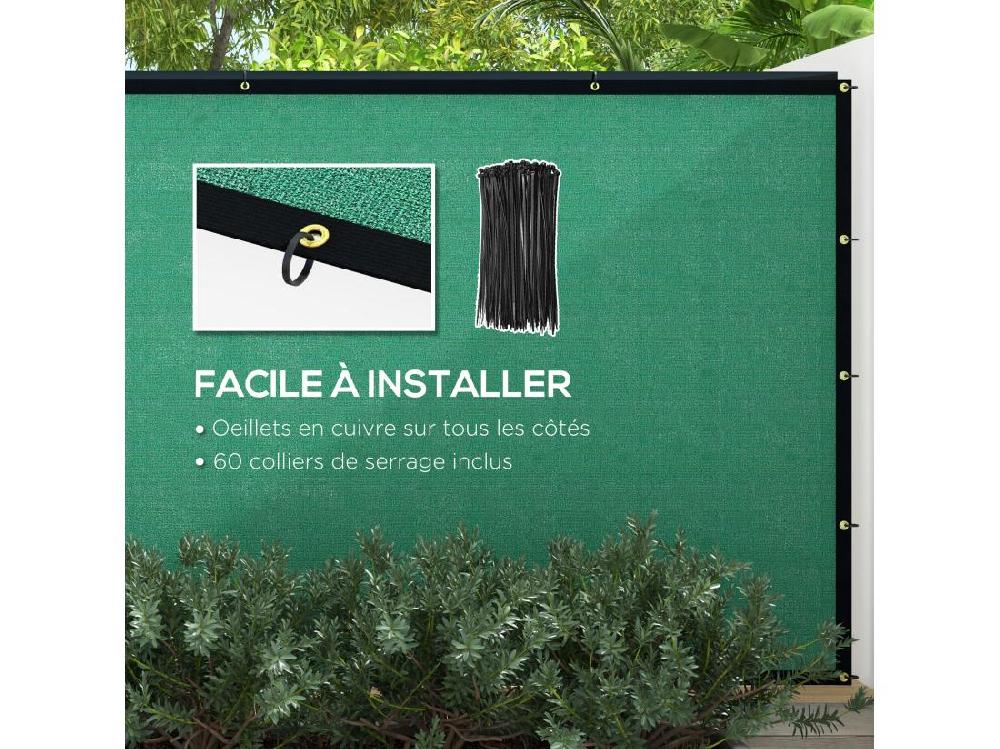 Vente Unique Brise-vue Toile 160 G/m² Renforcée Avec Attaches Et œillets Dim. 15 25L X 1 75H M