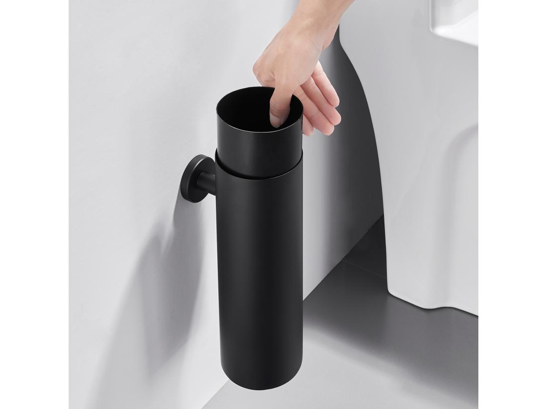 vente unique Brosse Toilettes WC Suspendu Noir avec Support Brosse Balai Toilette Acier INOX à Manche Long Brosse Toilette Antibactérienne avec Support EU Modèle