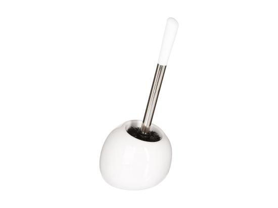Vente Unique Brosse WC Avec Support En Céramique Blanc Brillant