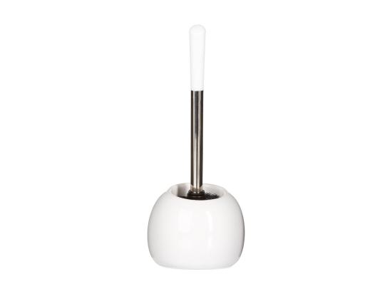 vente unique Brosse WC avec support en céramique Blanc brillant