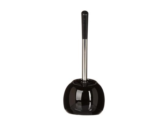 Vente Unique Brosse WC Avec Support En Céramique Noir Brillant