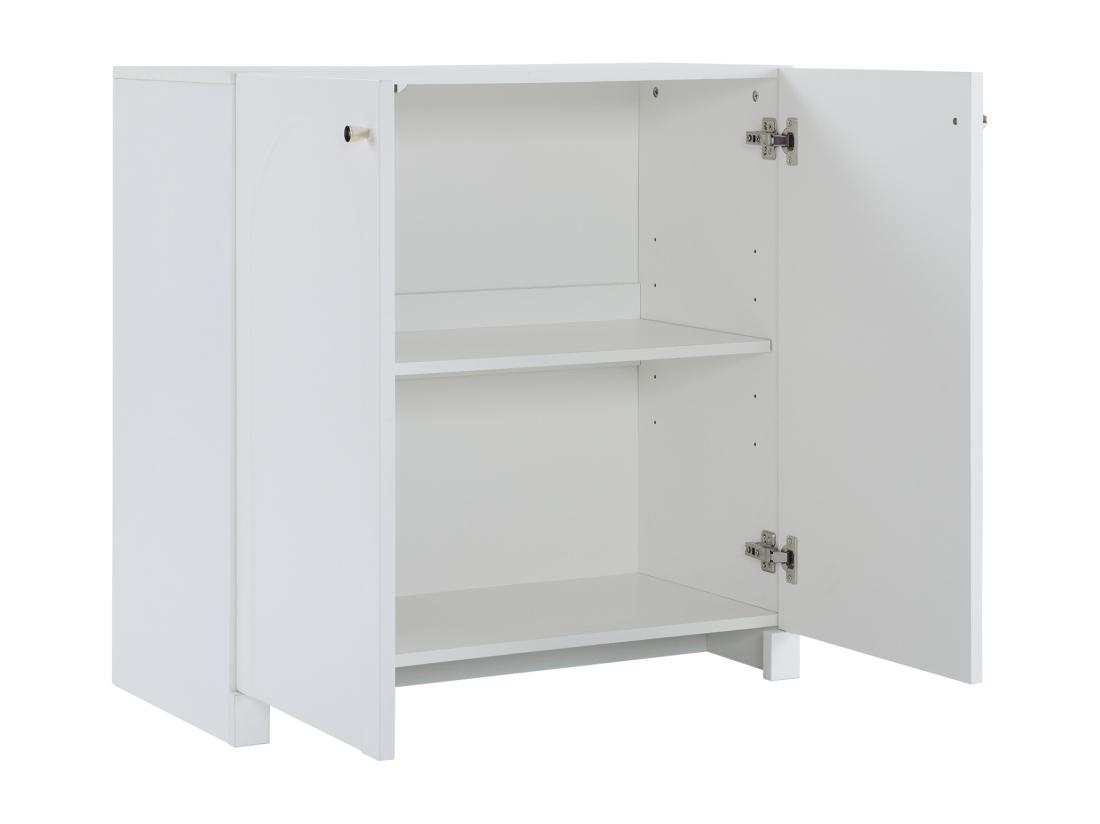 Vente Unique Buffet - 2 Portes Avec étagères Régables - Blanc