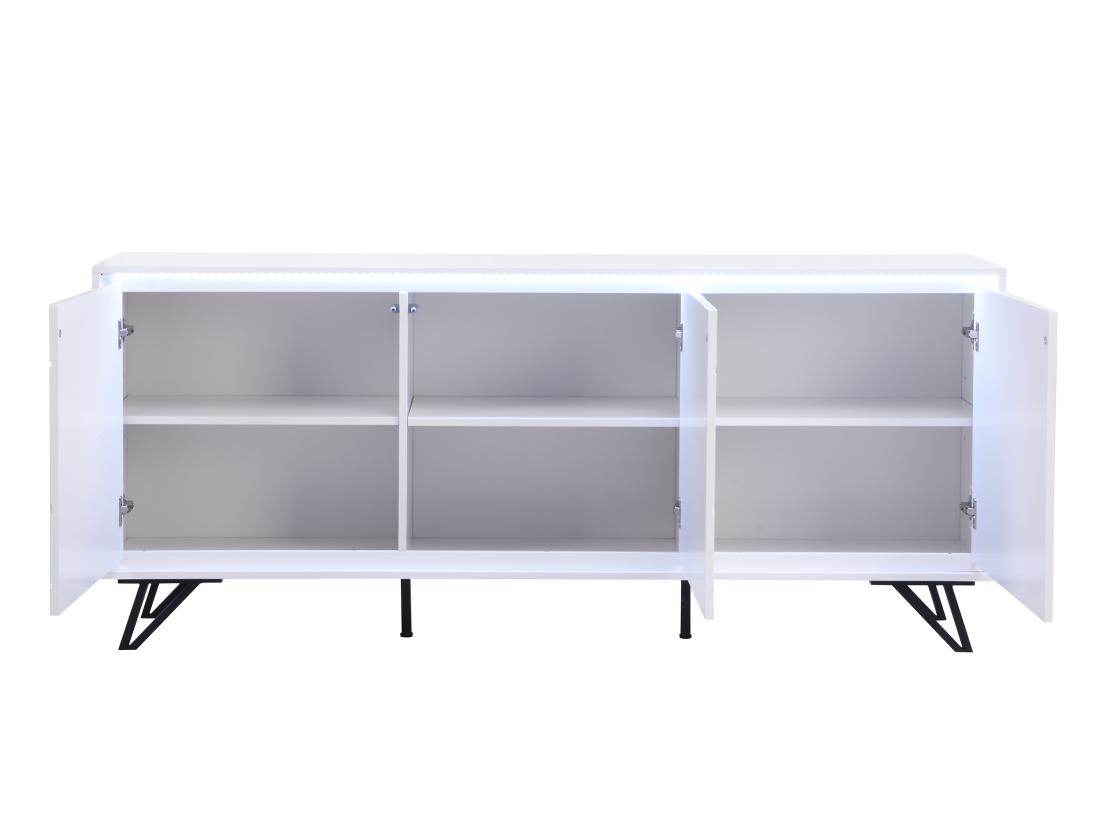Vente Unique Buffet 3 Portes Avec LEDs En MDF - Blanc Laqué - SALIANO