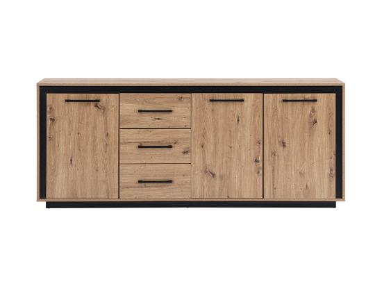 Vente Unique Buffet 3 Portes Et 3 Tiroirs En MDF - Naturel Et Noir - NALAMANE