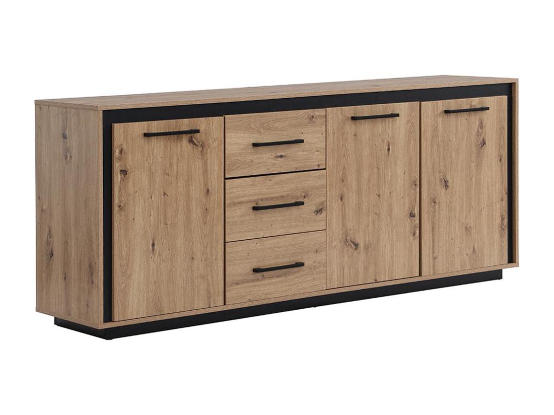 Vente Unique Buffet 3 Portes Et 3 Tiroirs En MDF - Naturel Et Noir - NALAMANE