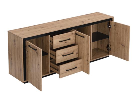 Vente Unique Buffet 3 Portes Et 3 Tiroirs En MDF - Naturel Et Noir - NALAMANE