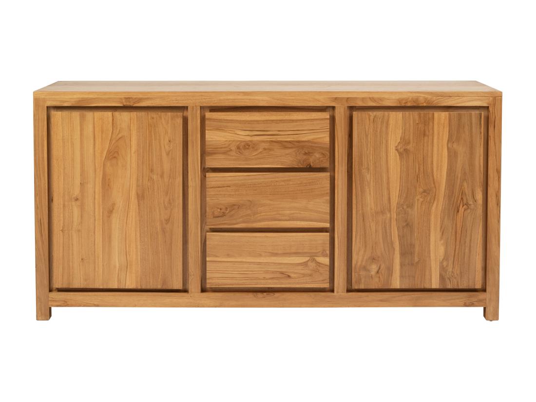 Vente Unique Buffet Avec 2 Portes Et 3 Tiroirs En Bois De Teck - Naturel - ALEMIA
