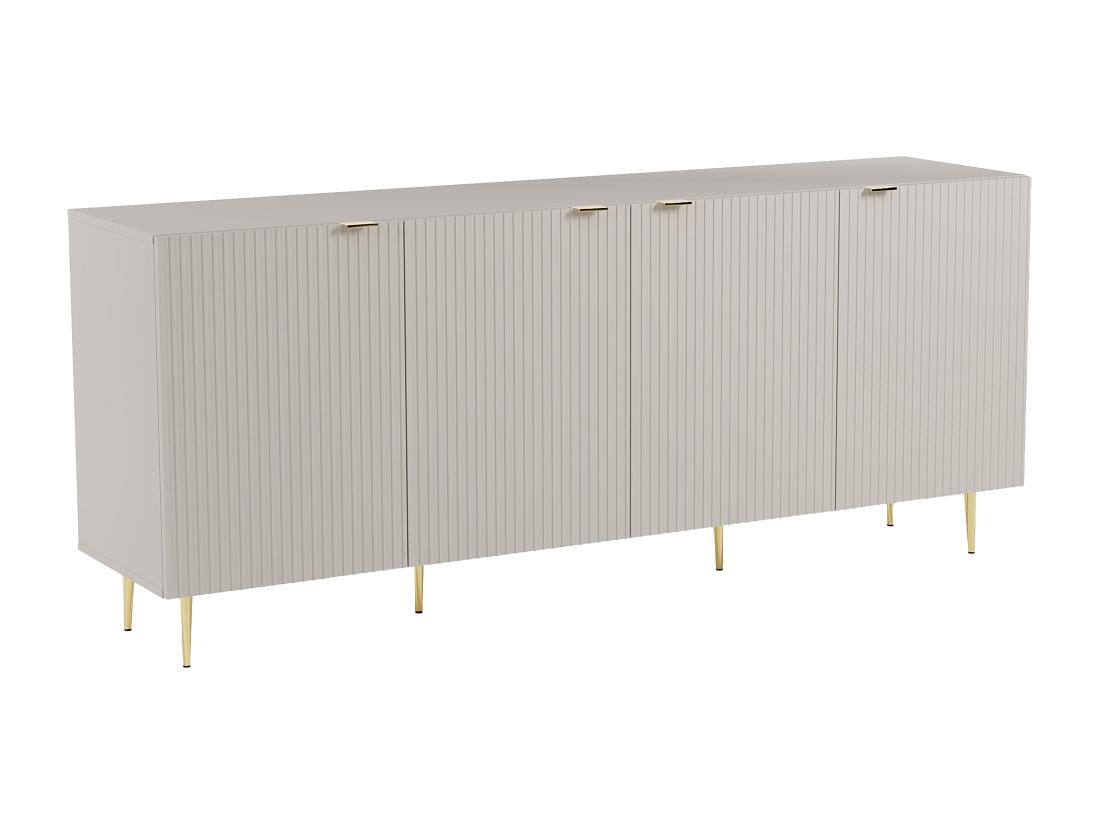 Vente Unique Buffet Avec 4 Portes En MDF Et Acier - Beige Et Doré - YESINIA