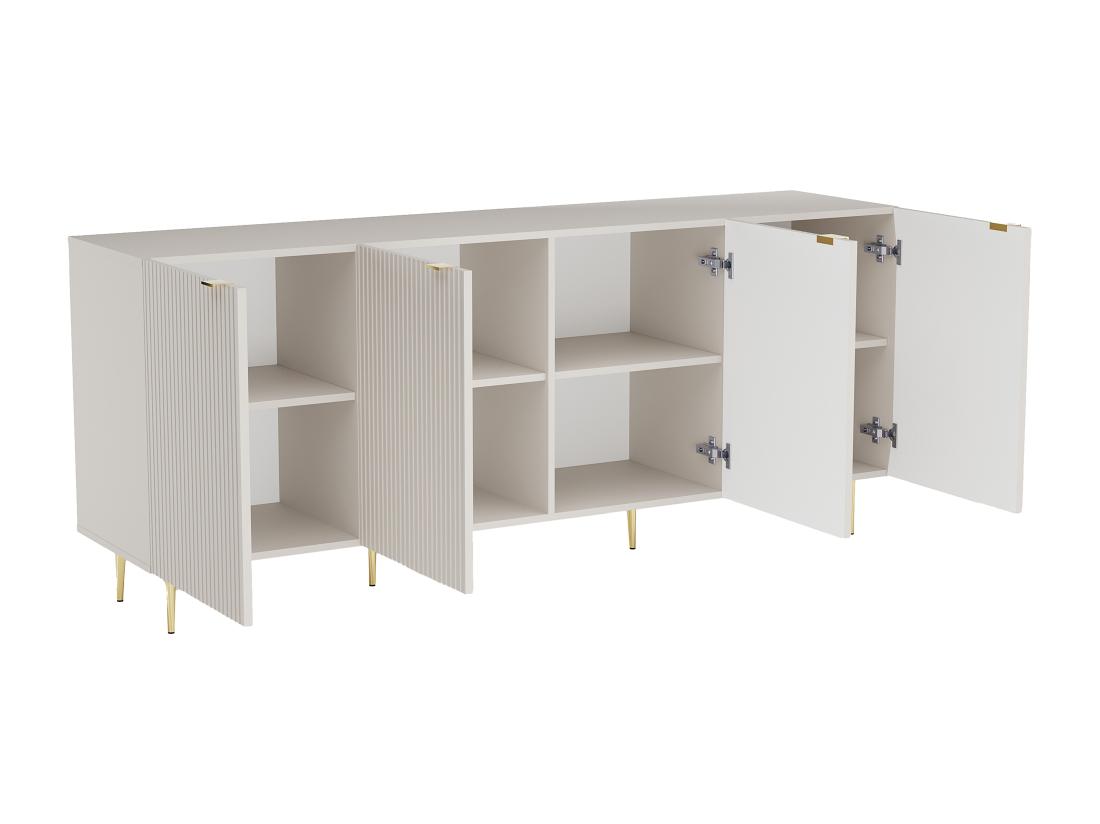 Vente Unique Buffet Avec 4 Portes En MDF Et Acier - Beige Et Doré - YESINIA