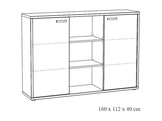 Vente Unique Buffet Bas De Rangement Pour Bureau 2 Portes Et étagères Coloris Chêne Clair Et Noir