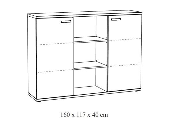 Vente Unique Buffet Bas De Rangement Pour Bureau 2 Portes Et étagères Coloris Chêne Brut Collection YUKON