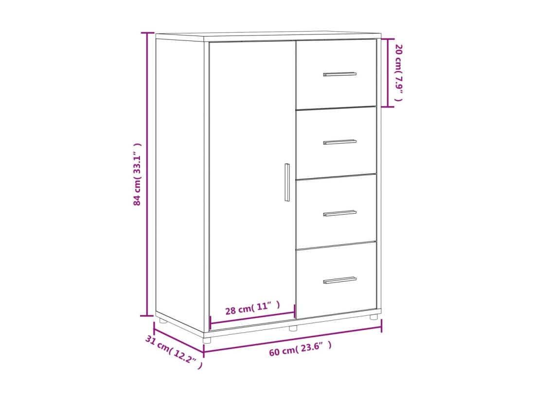 Vente Unique Buffet Blanc 60x31x84 Cm Bois D'ingénierie