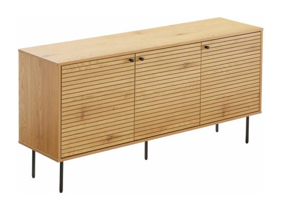 Vente Unique Buffet BRODIE Avec Finition Chêne Et Pieds Noirs - 150x140 Cm - Bois