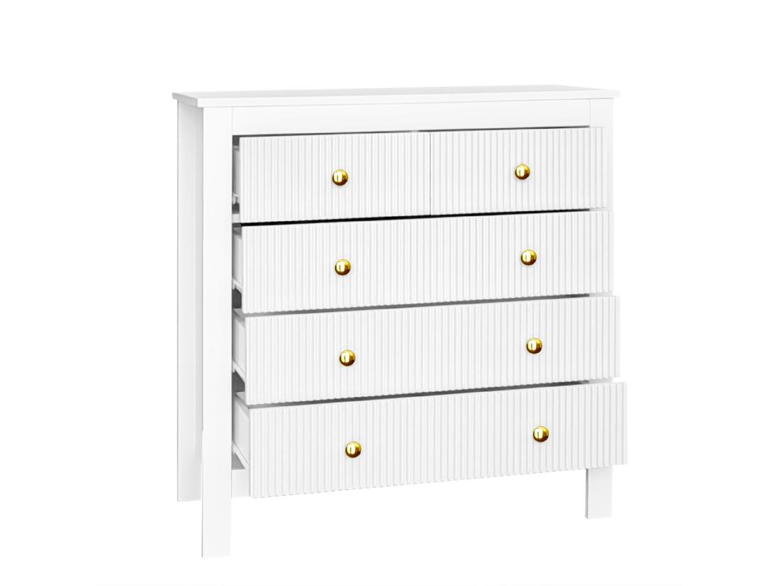 vente unique Buffet、Commode avec 4 tiroirs - en panneaux de particules - Blanc
