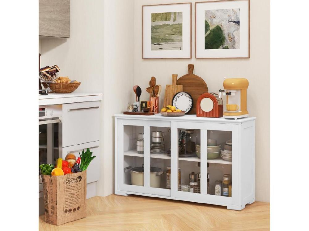 Vente Unique Buffet Cuisine Armoire Cuisine Avec 2 Etagères 2 Portes 107 X 33 X 64 Cm (blanc)