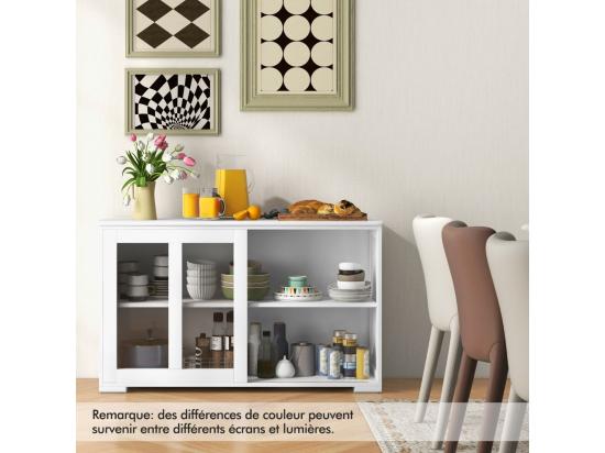 Vente Unique Buffet Cuisine Armoire Cuisine Avec 2 Etagères 2 Portes 107 X 33 X 64 Cm (blanc)