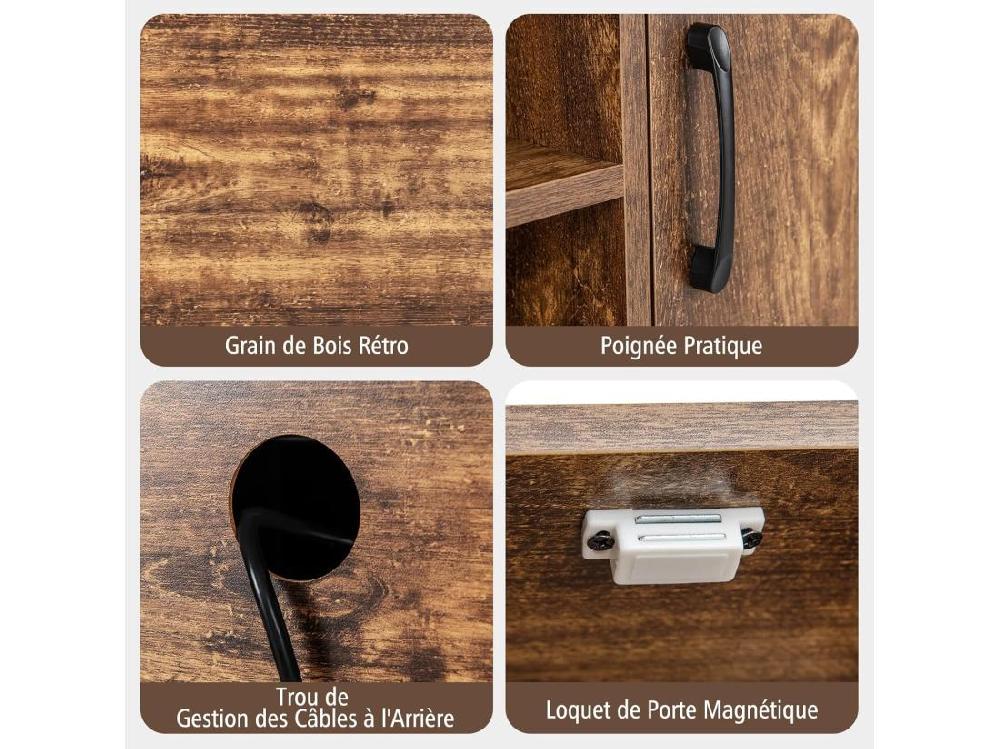 vente unique Buffet cuisine meuble avec cassier à vin & étagères de rangement (brun rustique)