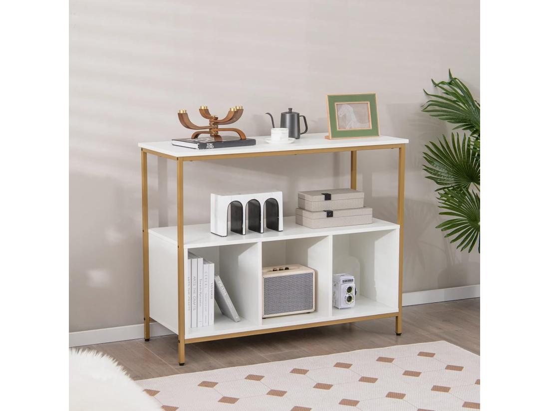 Vente Unique Buffet Cuisine Meuble Bas Cuisine 3 Compartiments 2 étagère 110 X 42 5 X 88 Cm (blanc)