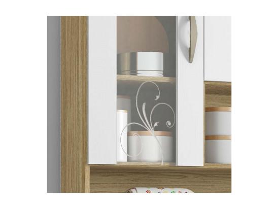 Vente Unique Buffet De Cuisine 8 Portes 2 Tiroirs Chêne Et Blanc L 121.4 H 173.5 P 36.3 Cm