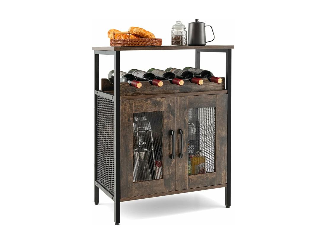 vente unique Buffet de cuisine à 2 portes en treillis 60 x 34 x 79 cm marron rustique