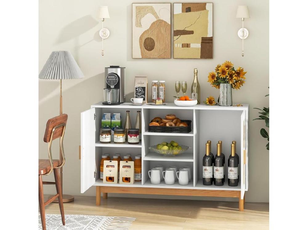 Vente Unique Buffet De Cuisine Armoire Cuisine Avec 2 Portes Tressées En Bambou 120 X 35 X 78 Cm