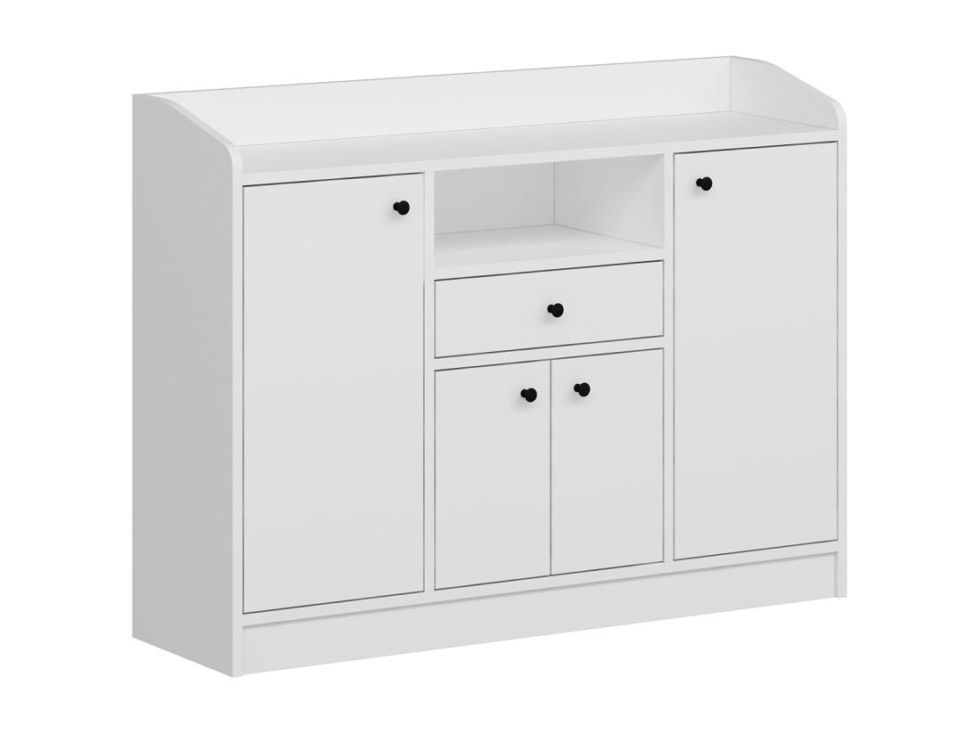 Vente Unique Buffet De Cuisine Avec 4 Portes 1 Tiroir Et 1 Niche - Blanc - MIZOTA