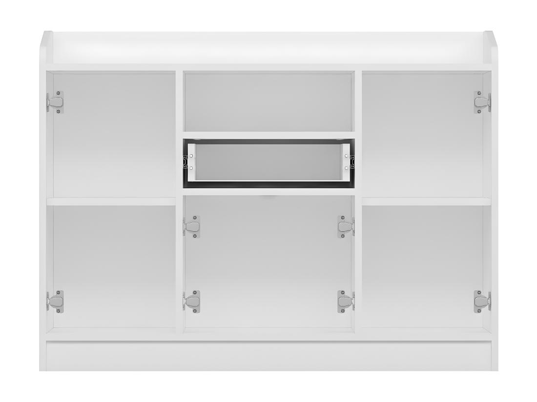 Vente Unique Buffet De Cuisine Avec 4 Portes 1 Tiroir Et 1 Niche - Blanc - MIZOTA