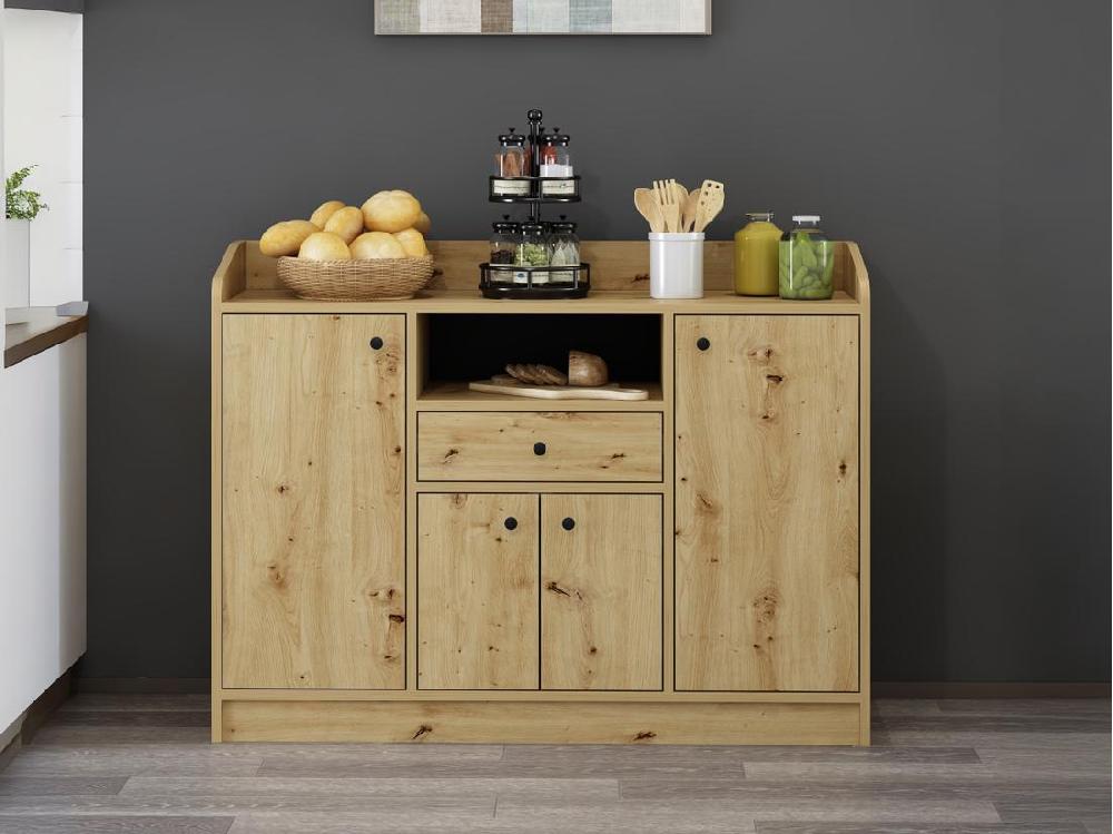 Vente Unique Buffet De Cuisine Avec 4 Portes 1 Tiroir Et 1 Niche - Naturel - MIZOTA