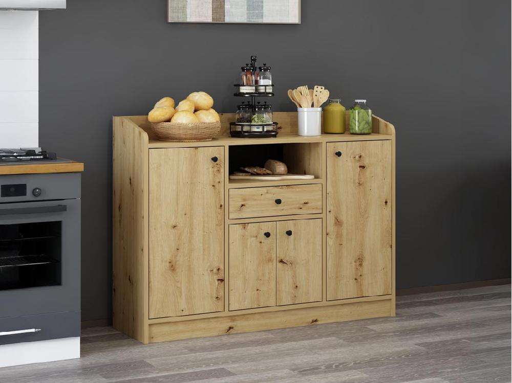 vente unique Buffet de cuisine avec 4 portes 1 tiroir et 1 niche - Naturel - MIZOTA