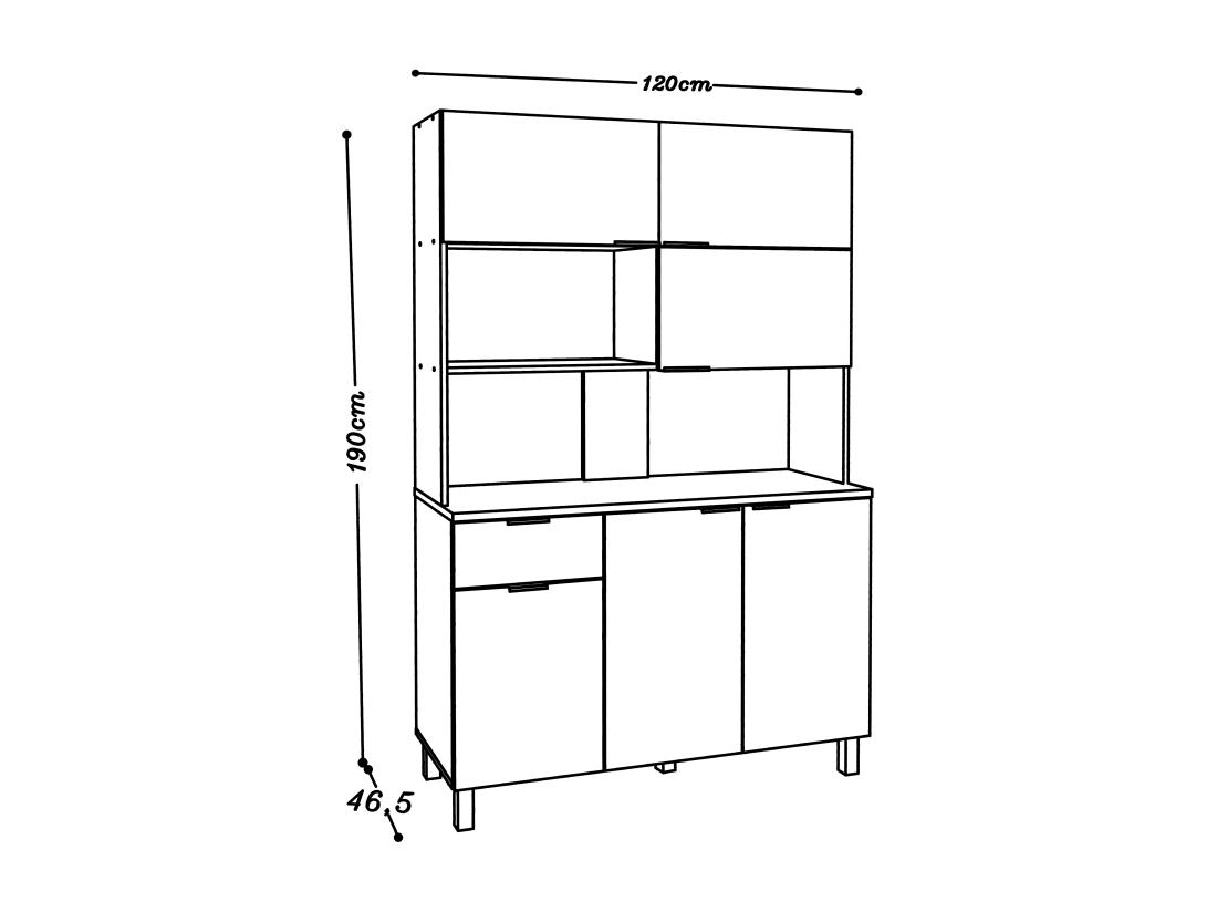Vente Unique Buffet De Cuisine Avec 6 Portes 1 Tiroir Et 1 Niche - Naturel Clair Et Blanc - TRATTORIA