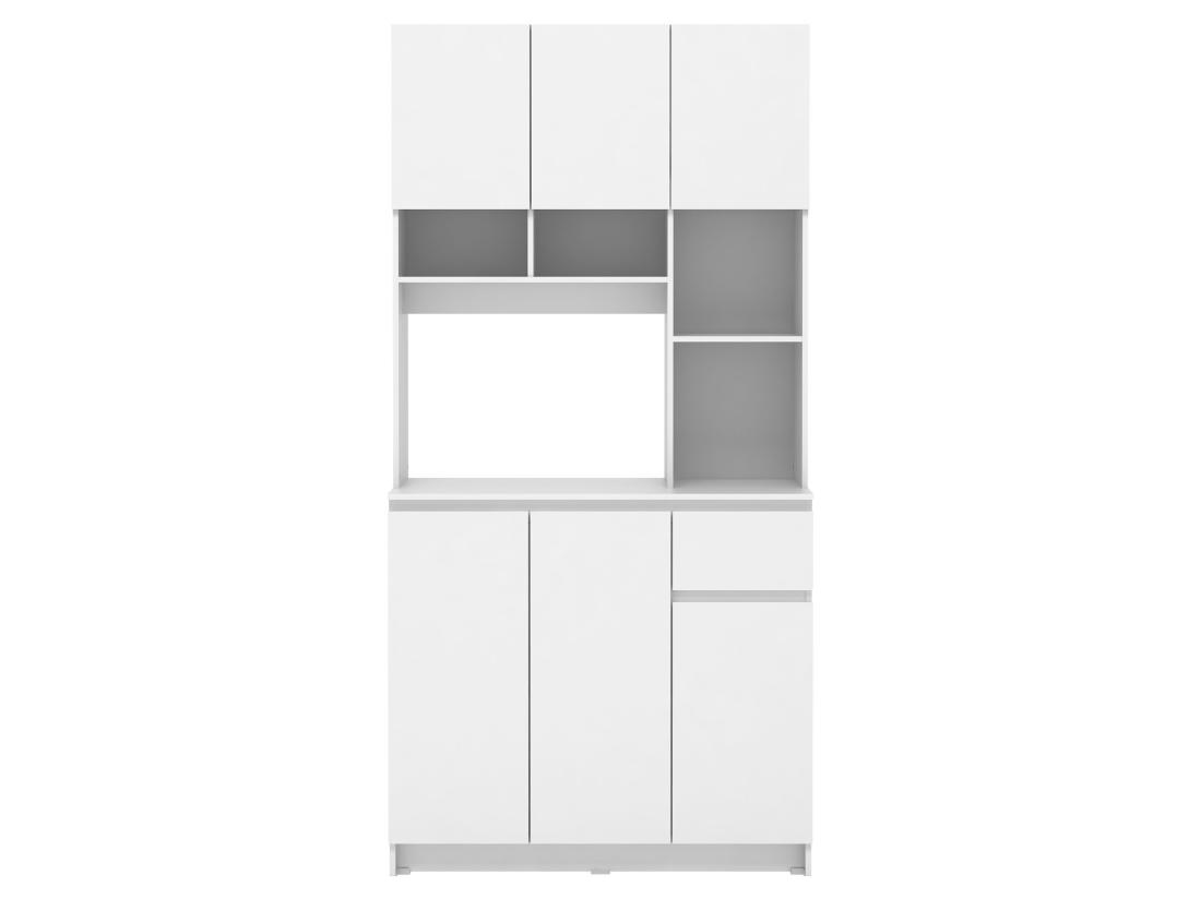 Vente Unique Buffet De Cuisine Avec 6 Portes 1 Tiroir Et 5 Niches - Blanc - NIZALI
