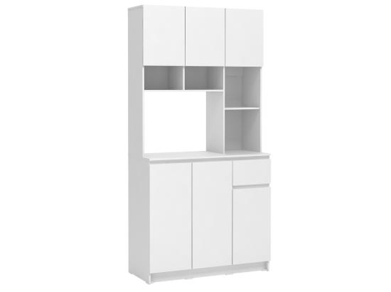 Vente Unique Buffet De Cuisine Avec 6 Portes 1 Tiroir Et 5 Niches - Blanc - NIZALI