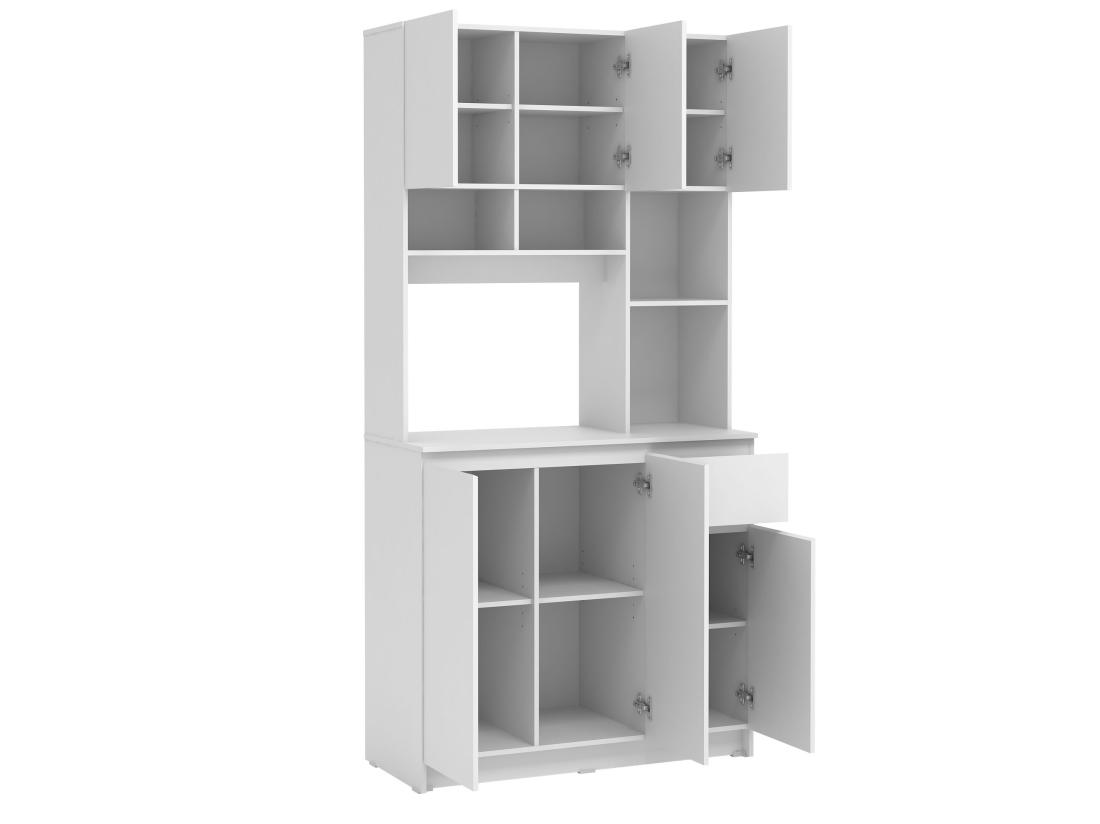 Vente Unique Buffet De Cuisine Avec 6 Portes 1 Tiroir Et 5 Niches - Blanc - NIZALI