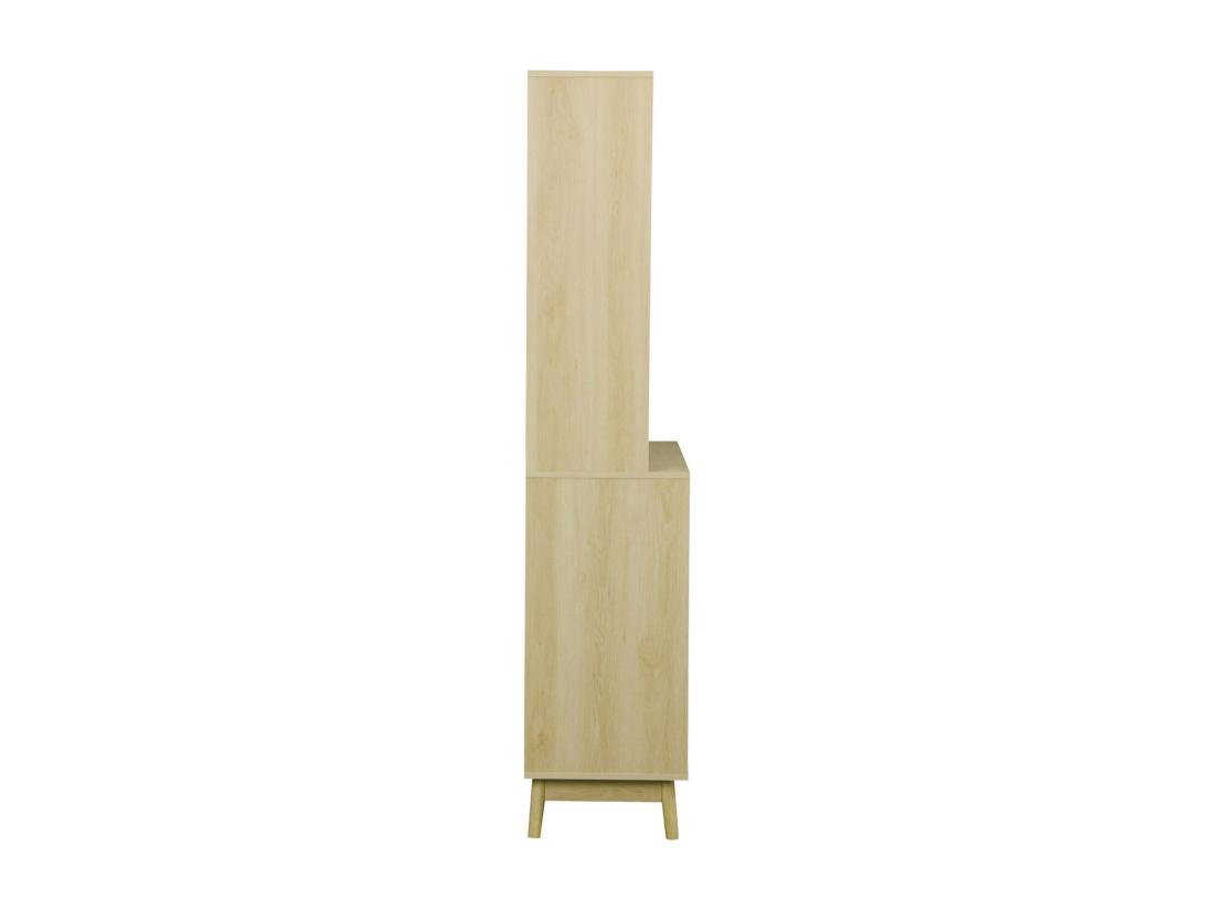 Vente Unique Buffet De Cuisine LINEAR Décor Bois 4 Portes 3 Tiroirs 110 Cm. Naturel. Pieds En Bois De Pain Revêtement Papier