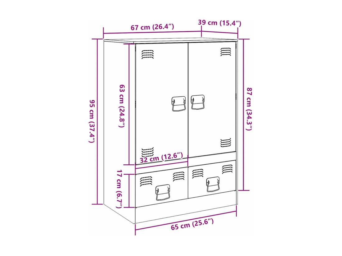 Vente Unique Buffet Haut Anthracite 67x39x95 Cm Acier